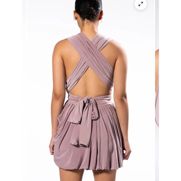 NWT Angel Biba About Time Sleeve Bubble Multi Style Mini Open Back Dress Sz M - Picture 2 of 5